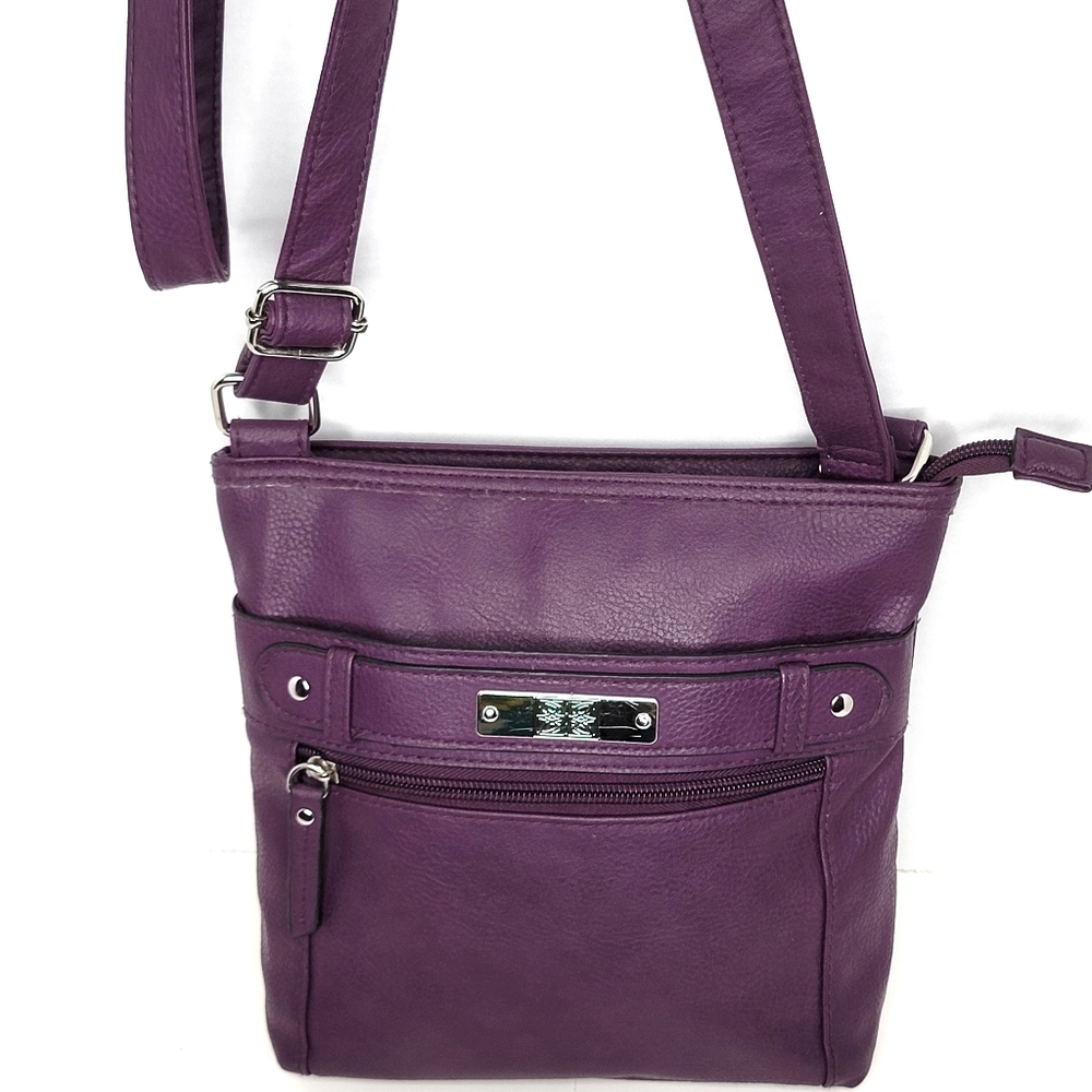 ``P25704 Purple Vinyl Crossbody Purse